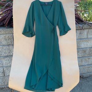 Gorgeous deep emerald wrap midi dress